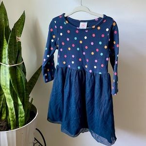 Long-sleeved polka dot🔵 dress: 3T